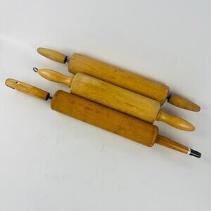 Wood Vintage Rolling Pin Lot of 3 Farm House Decor